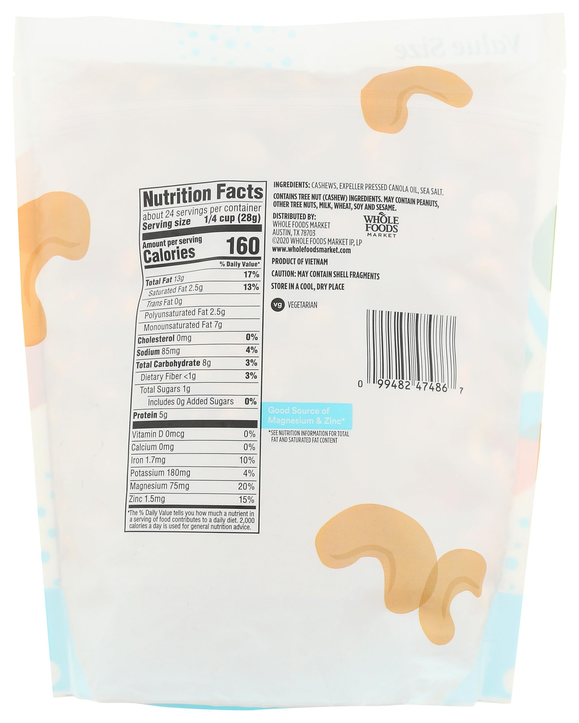 Roasted & Salted Cashews 24 Oz 1 Count 365 By Whole Foods Market