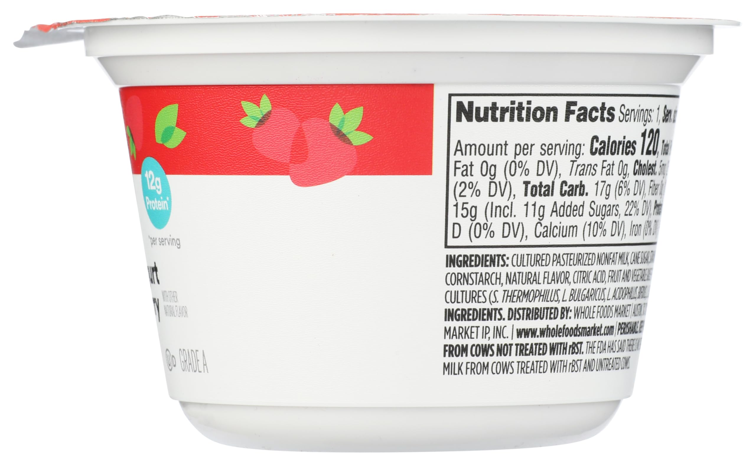Nonfat Strawberry Greek Yogurt 5.3 Oz 365 By Whole Foods Market