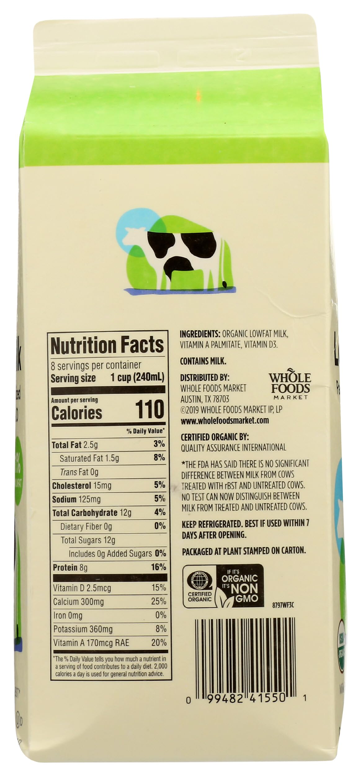 Organic Lowfat 1% Milk 64 Fl Oz 365 By Whole Foods Market