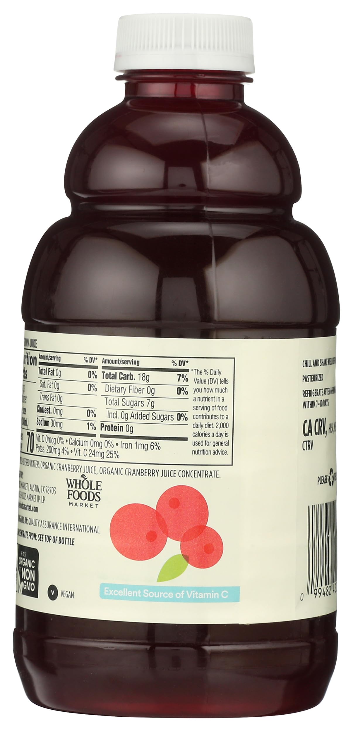 Organic Pure Cranberry Juice 32 Fl Oz 365 By Whole Foods Market