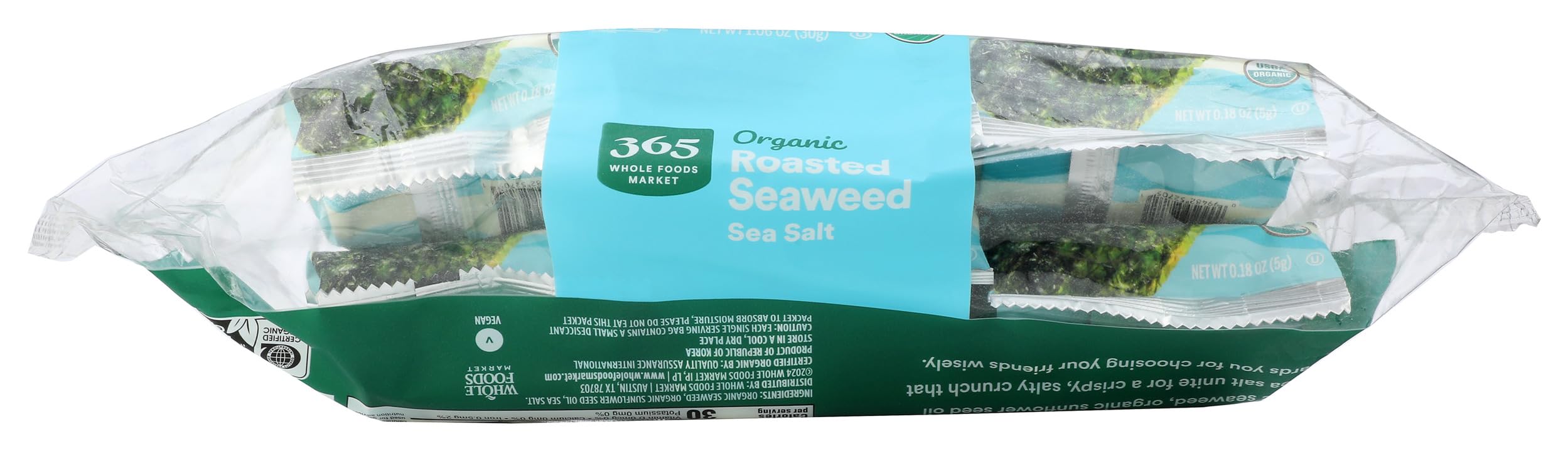 Organic Sea Salt Roasted Seaweed 6 Count 1.06 Oz 365 By Whole Foods Market