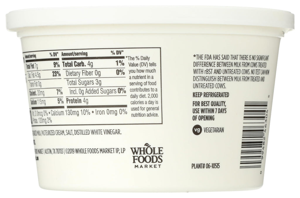 Ricotta Whole Milk 15 Oz 365 By Whole Foods Market