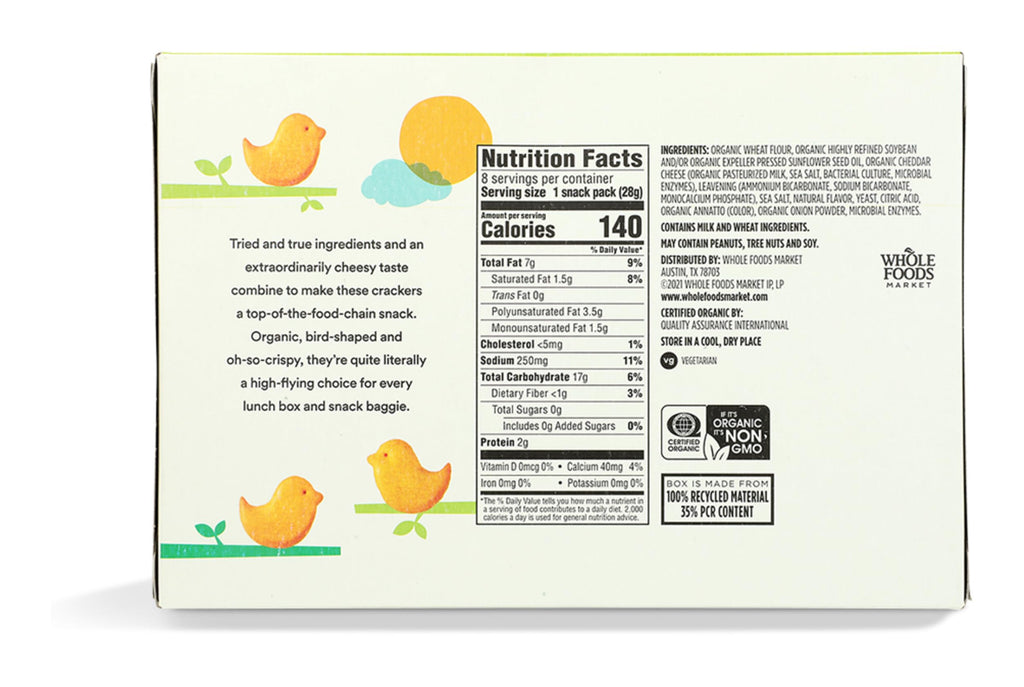 Organic Cheddar Chicks Crackers 8 Pack 365 By Whole Foods Market