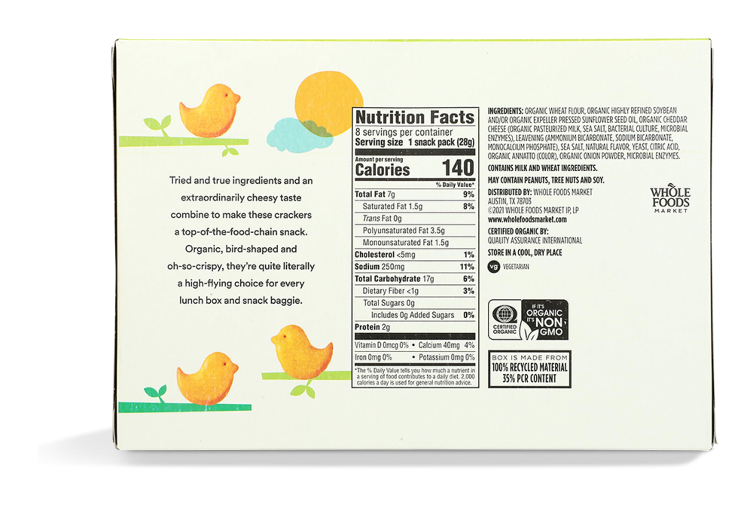 Organic Cheddar Chicks Crackers 8 Pack 365 By Whole Foods Market