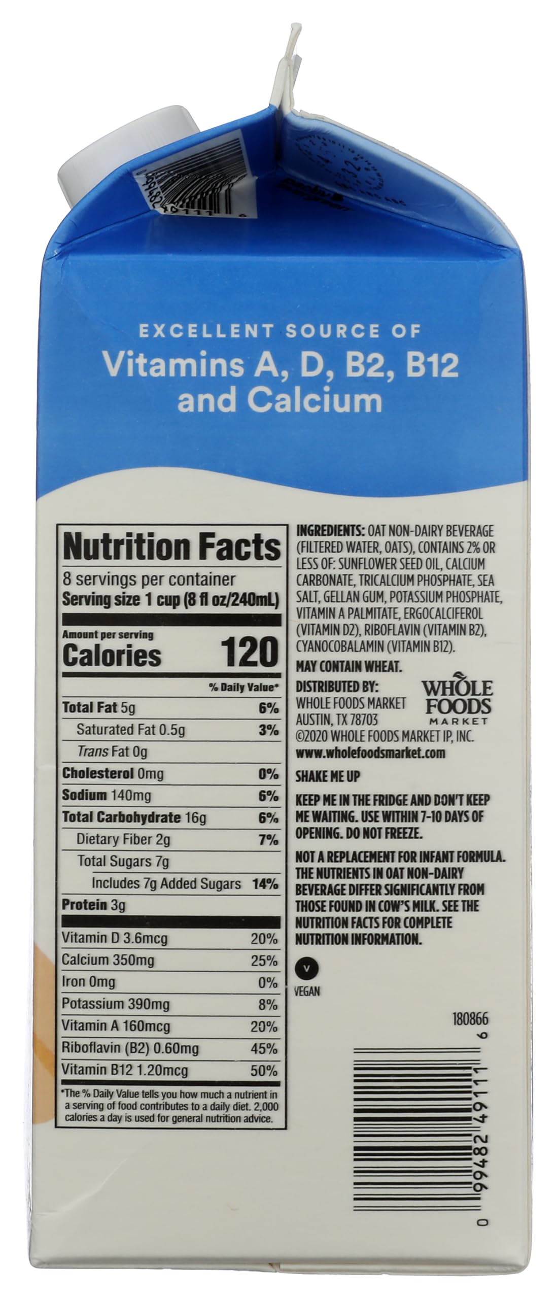 Original Oatmilk 64 Fl Oz 365 By Whole Foods Market