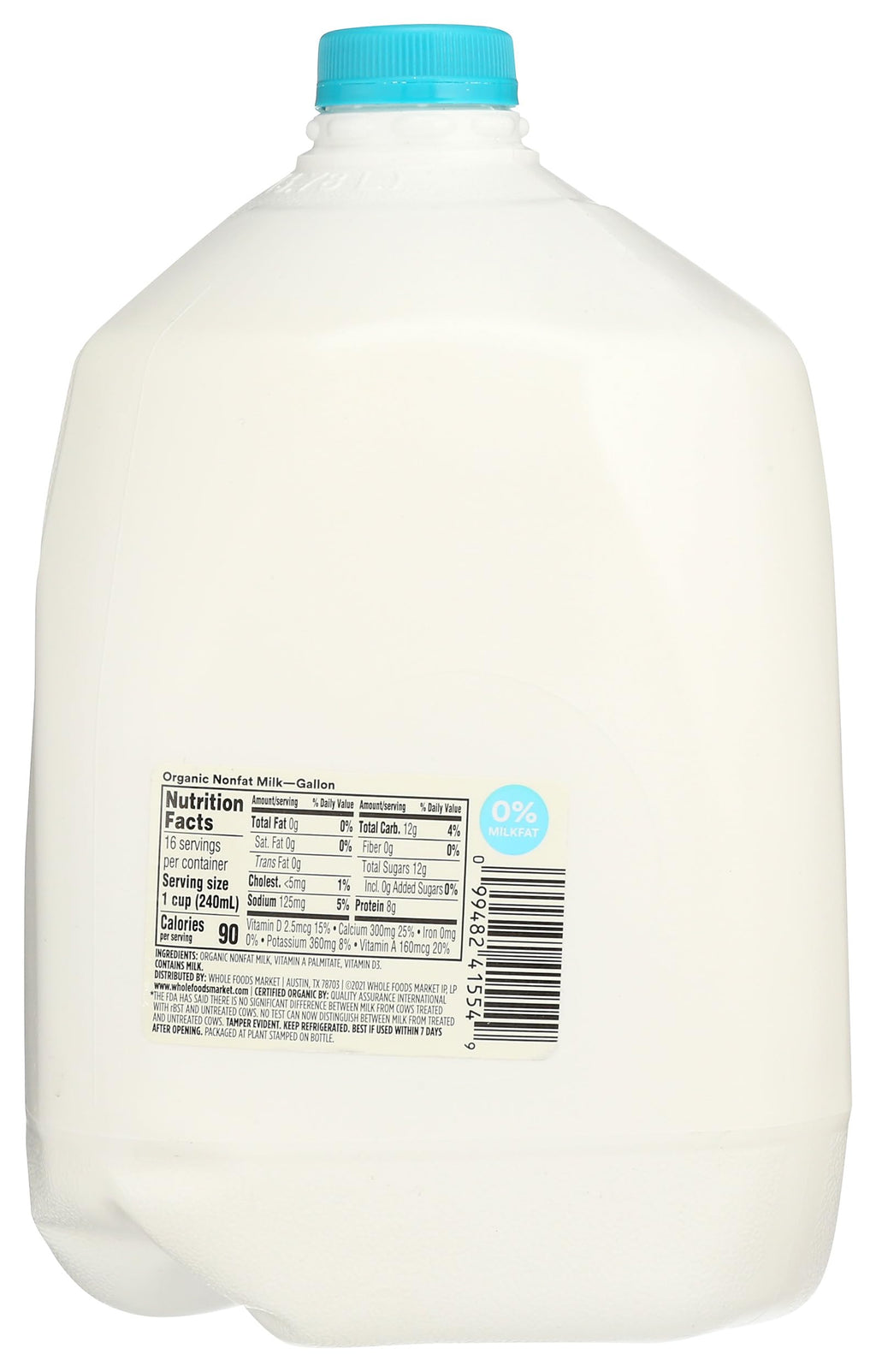 Organic Fat Free Milk 128 Fl Oz 365 By Whole Foods Market