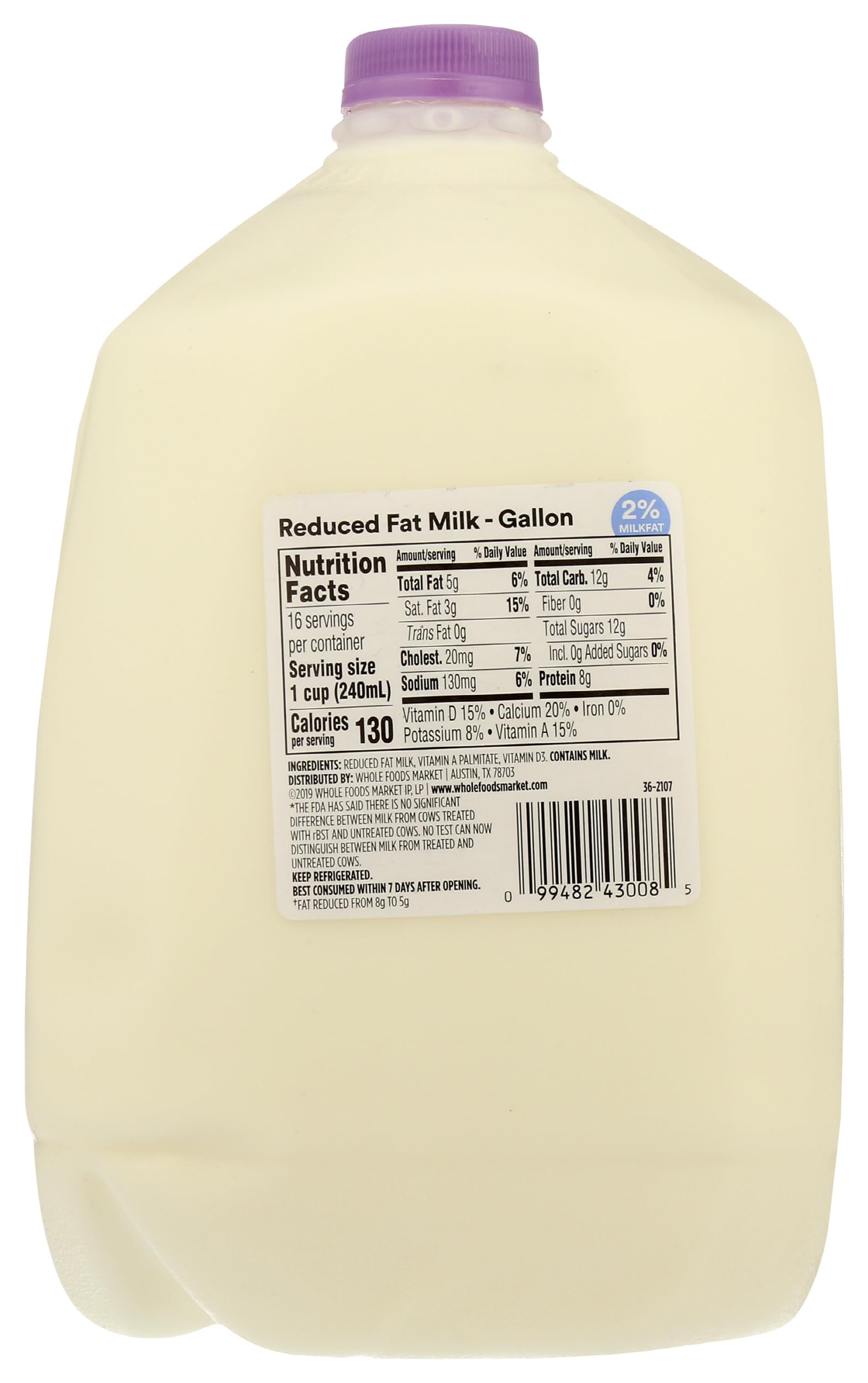 Reduced Fat 2% Milk 128 Fl Oz 365 By Whole Foods Market