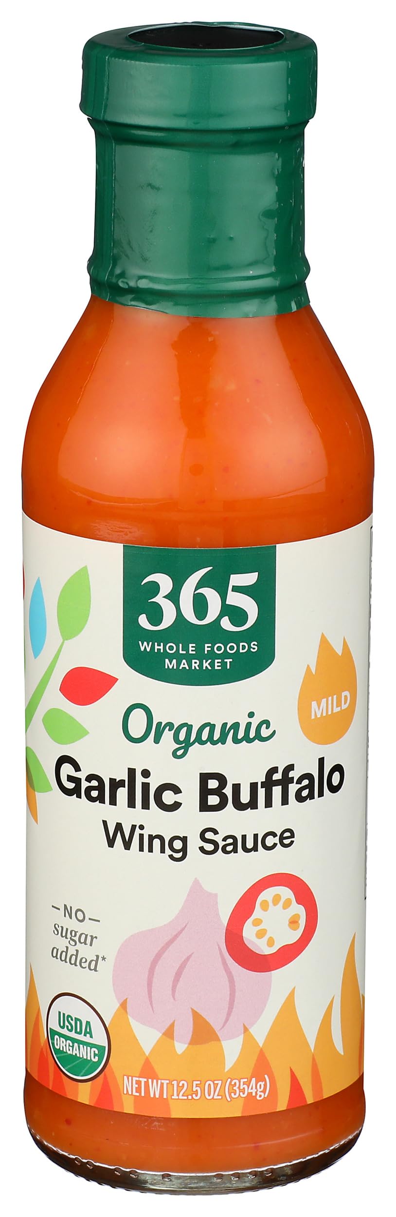 Organic Garlic Mild Buffalo Wing Sauce 12.5 Fl Oz 365 By Whole Foods Market