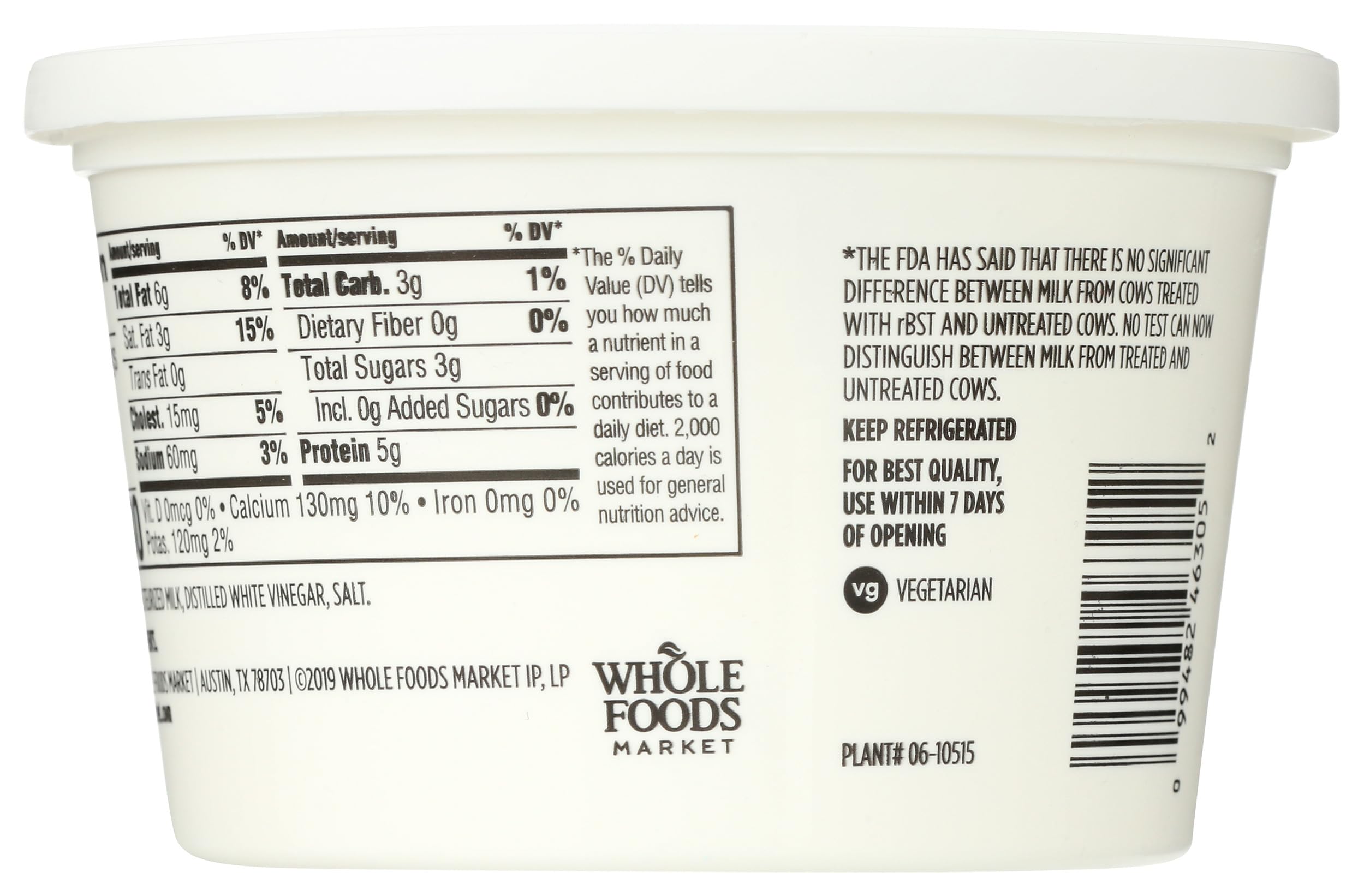 Part Skim Ricotta 15 Oz 365 By Whole Foods Market