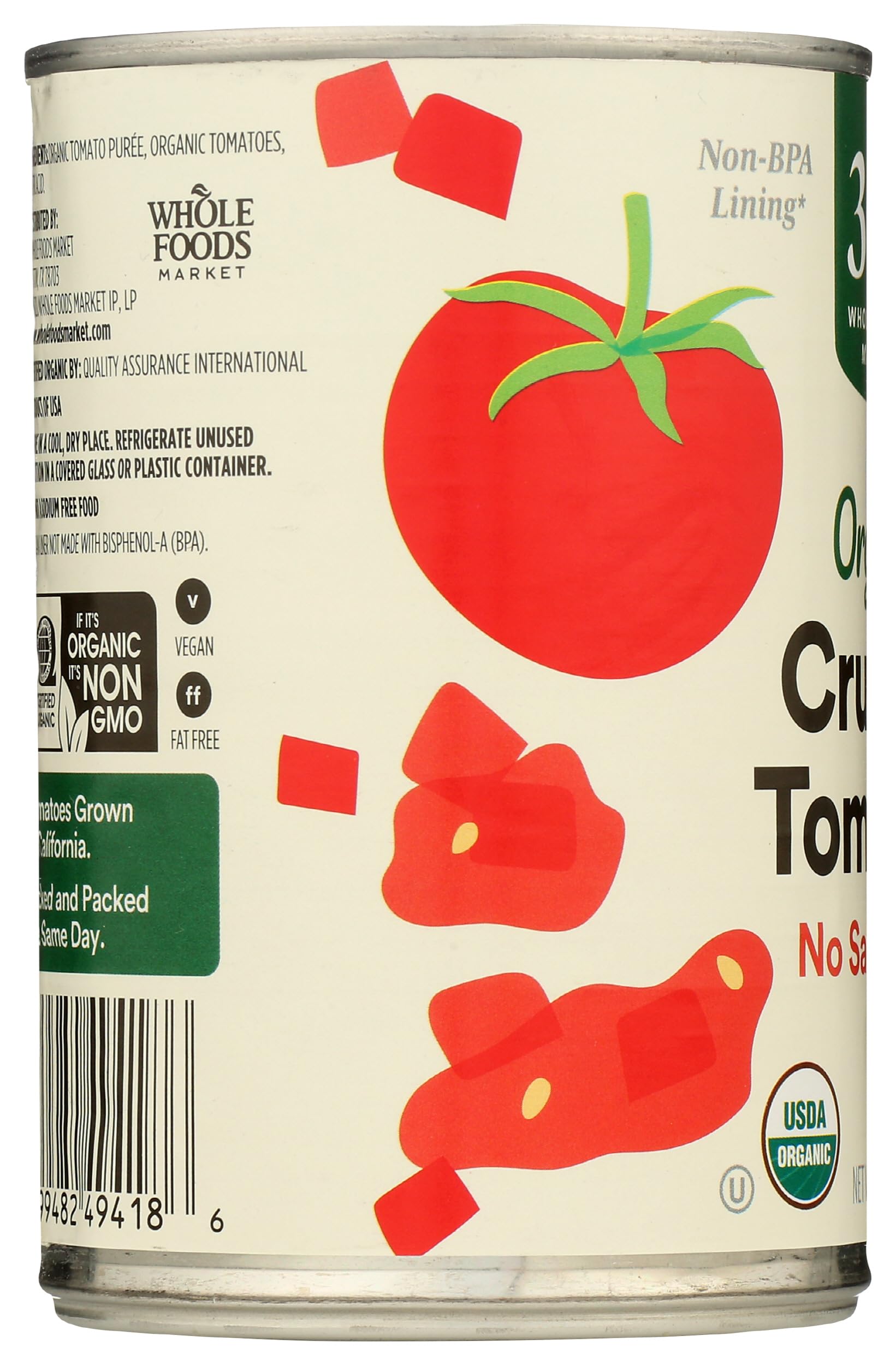Organic Crushed Tomatoes No Salt Added 15 Oz 365 By Whole Foods Market