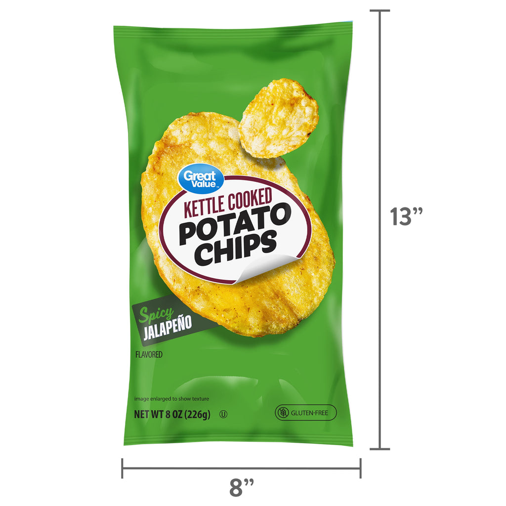 Kettle Cooked Spicy Jalapeno Potato Chips 8 Oz Great Value