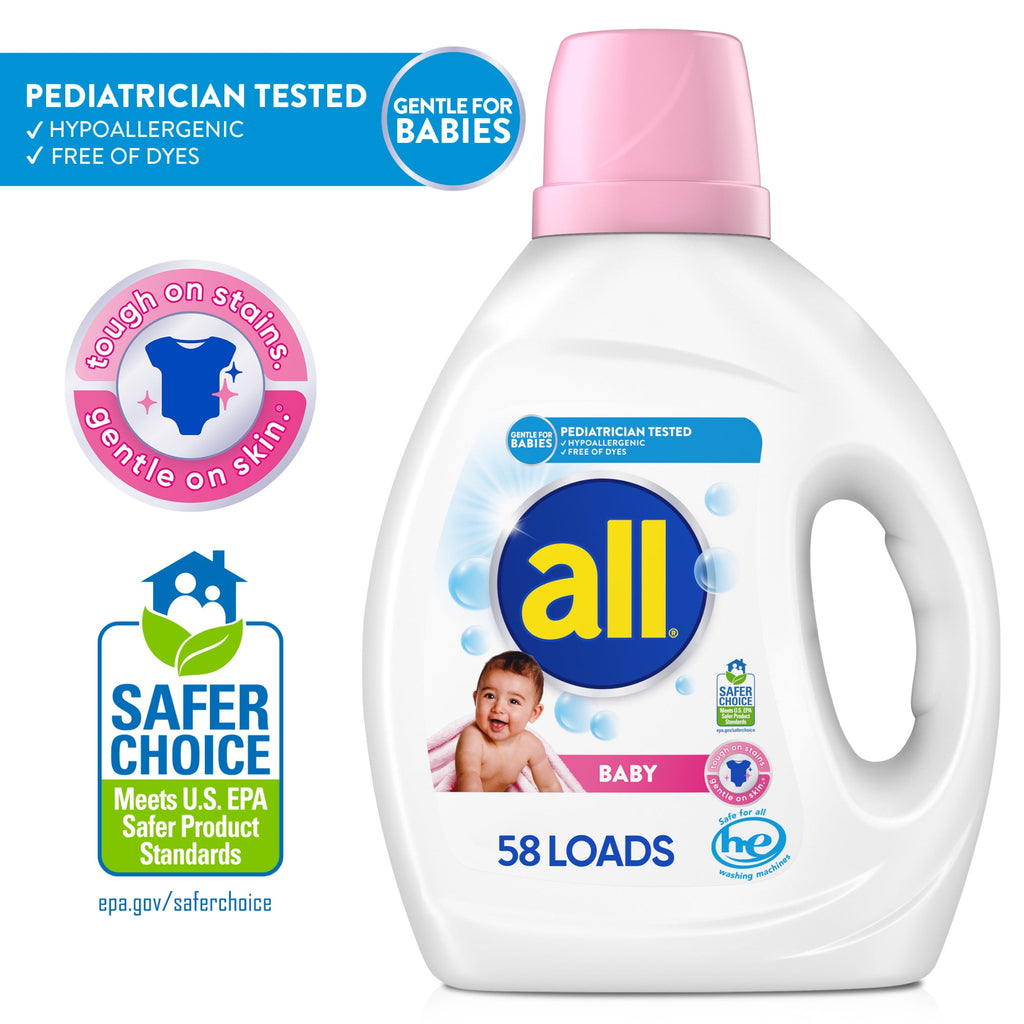 all Baby Liquid Laundry Detergent Hypoallergenic Gentle on Sensitive Skin 73 oz 58 Loads