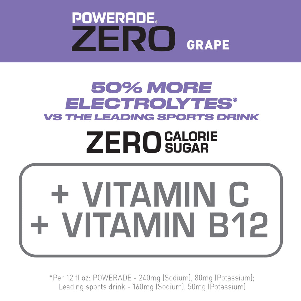 POWERADE Zero Sugar Grape Electrolyte Sports Drink 28 fl oz Bottle