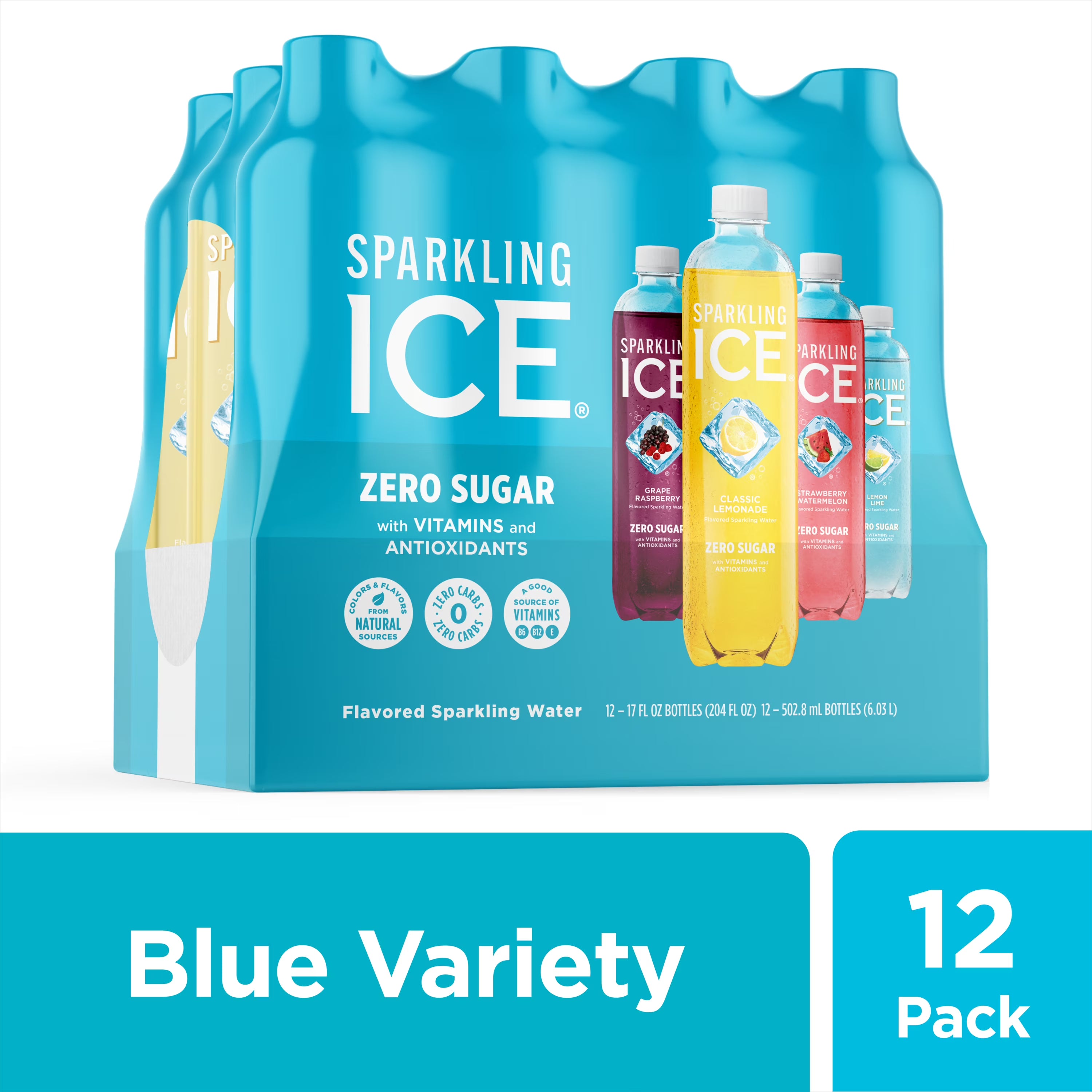 Sparkling Ice Blue Variety Pack Flavored Sparkling Water 17 fl oz 12 Count