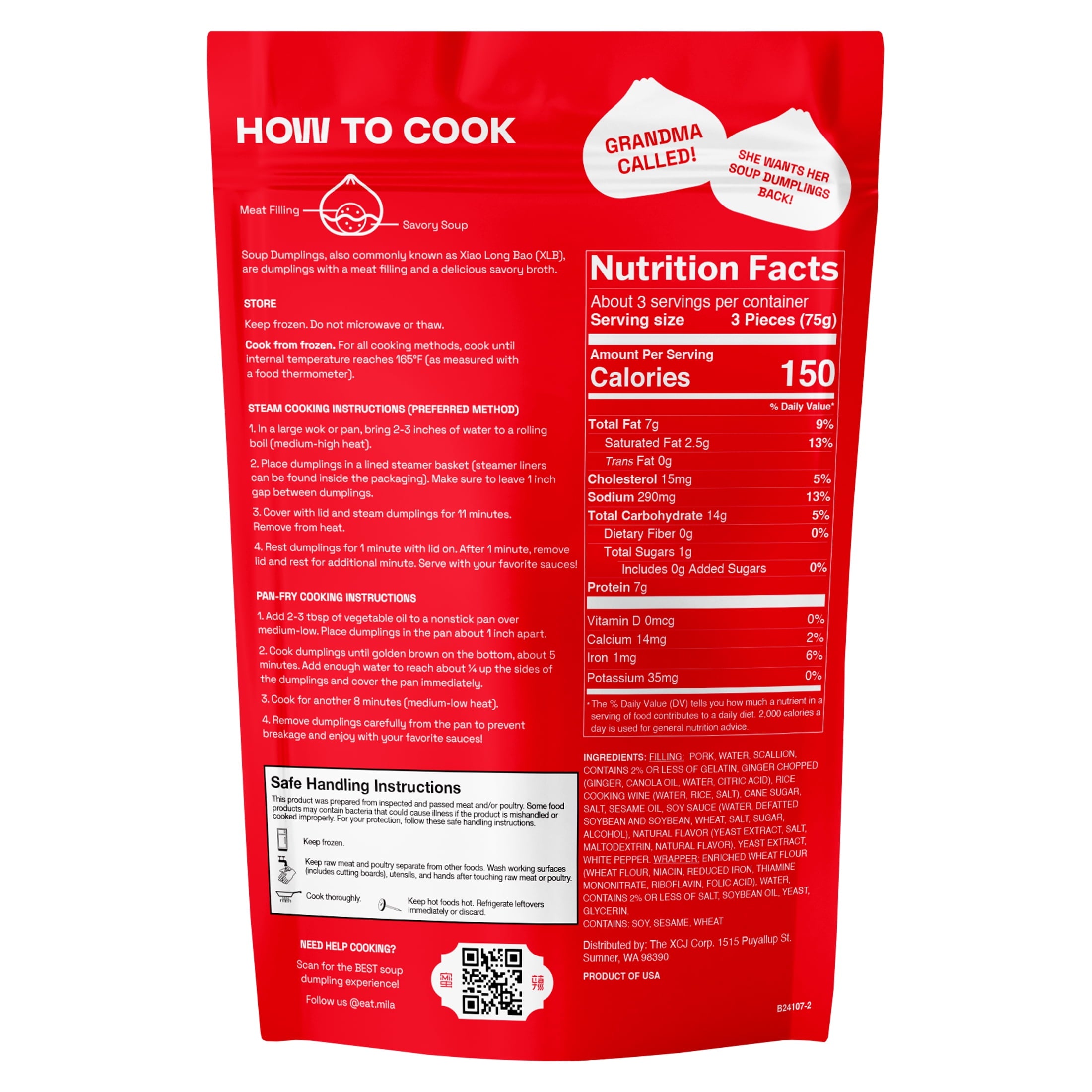 Mila Pork Soup Dumplings Frozen 10 Count 8.8 Oz