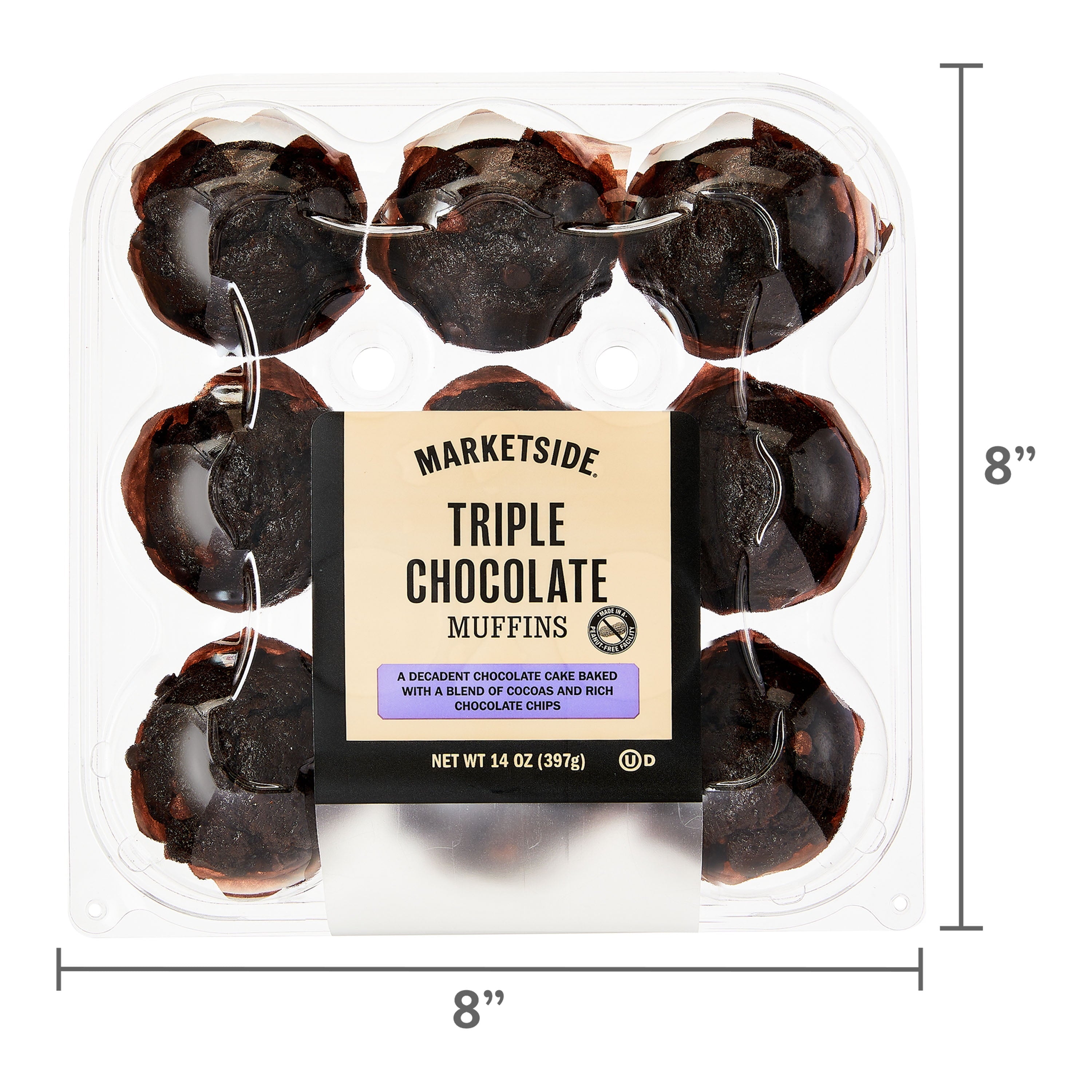 Triple Chocolate Baked Muffins 14 Oz 9 Count Marketside