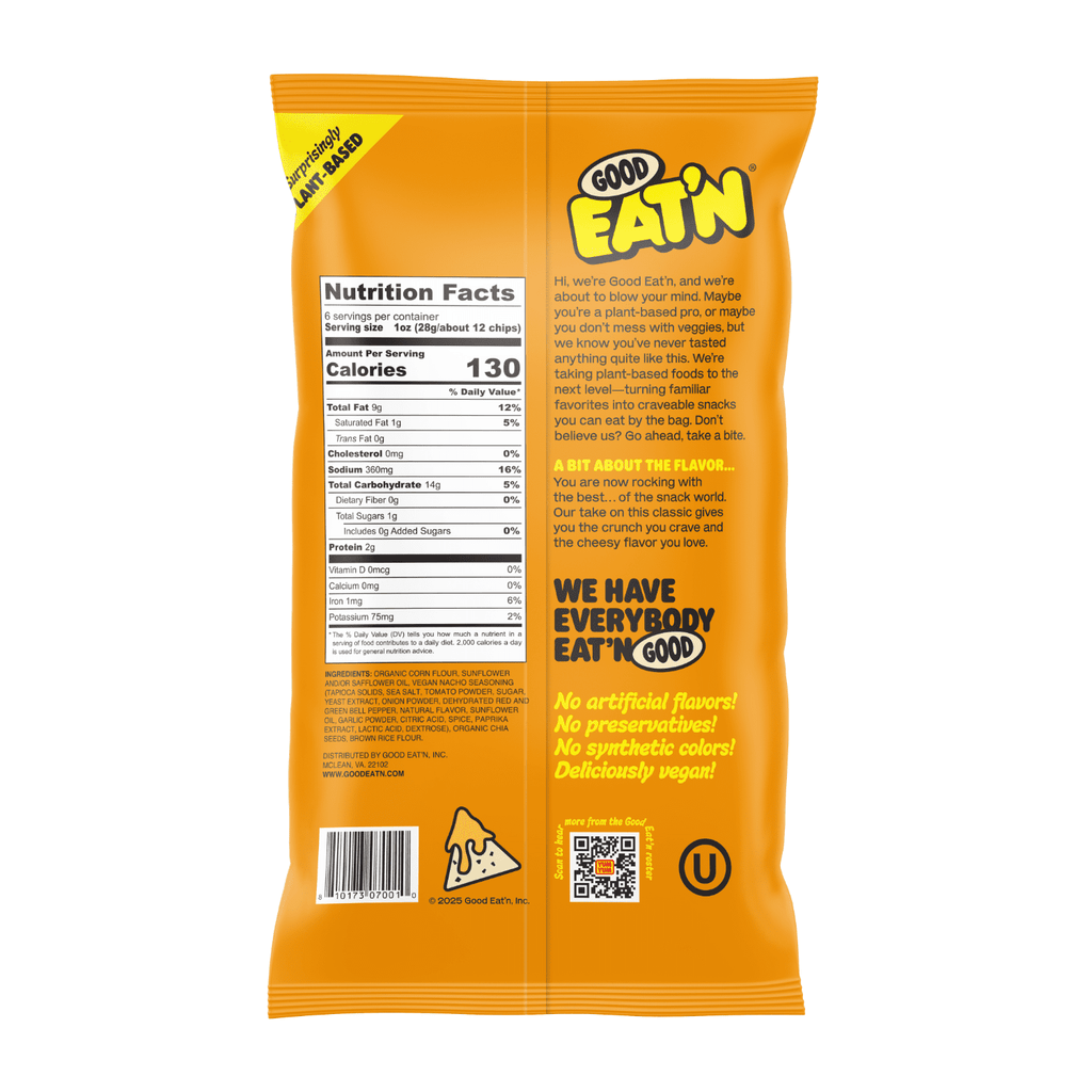 Nacho Cheeze Flavored Tortilla Chips 6 Oz Good Eat'n