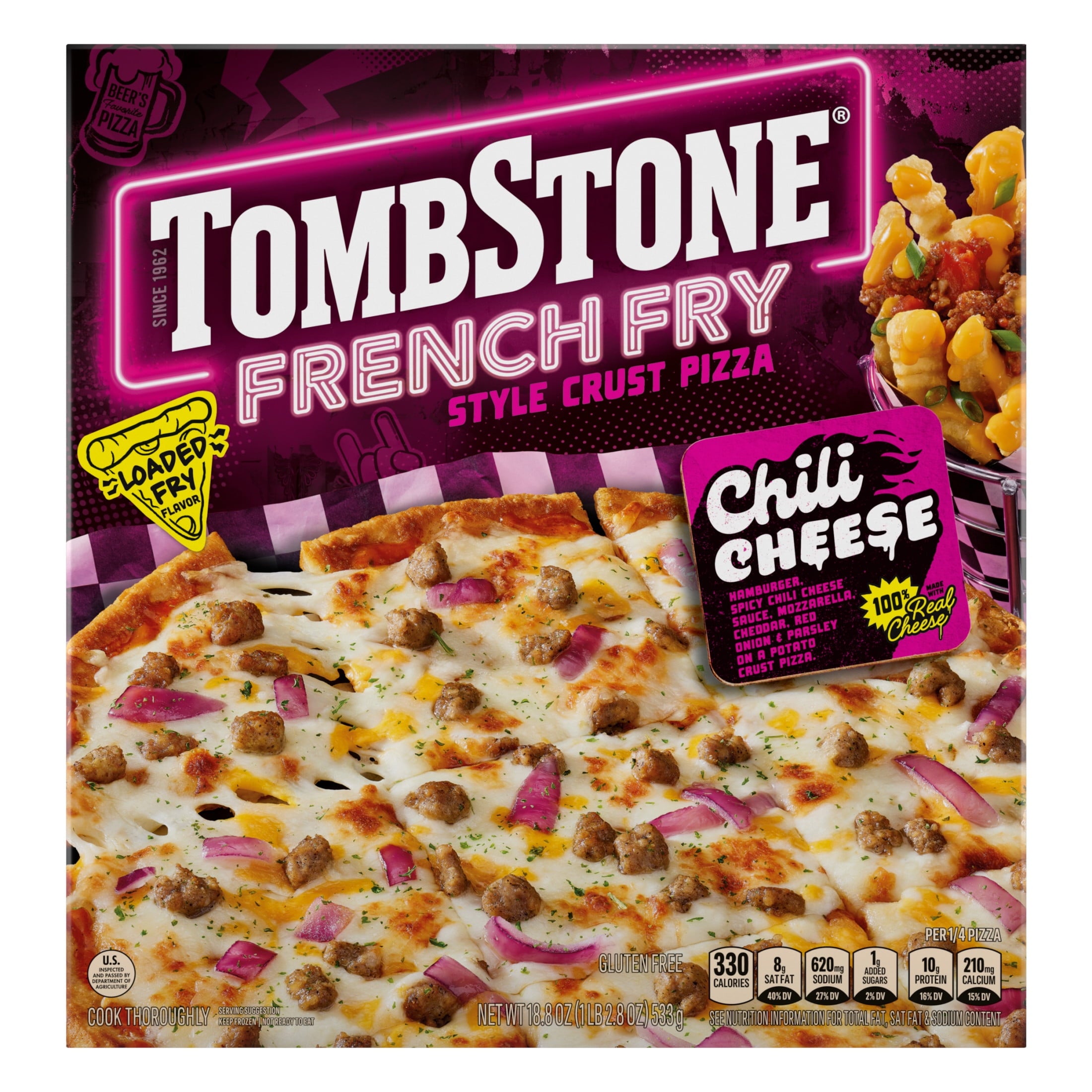 Tombstone Chili Cheese French Fry Style Crust Frozen Pizza 18.8 Oz
