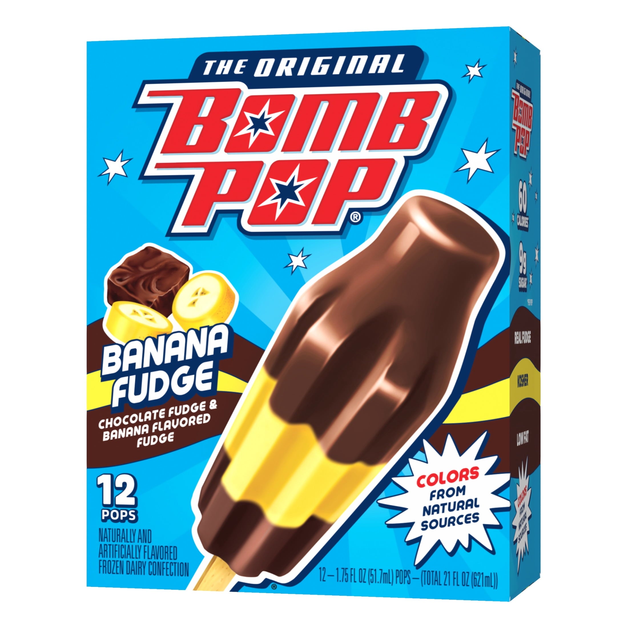Bomb Pop Banana Fudge Freeze Ice Pop Frozen Dessert 12 Count 21 Fl Oz