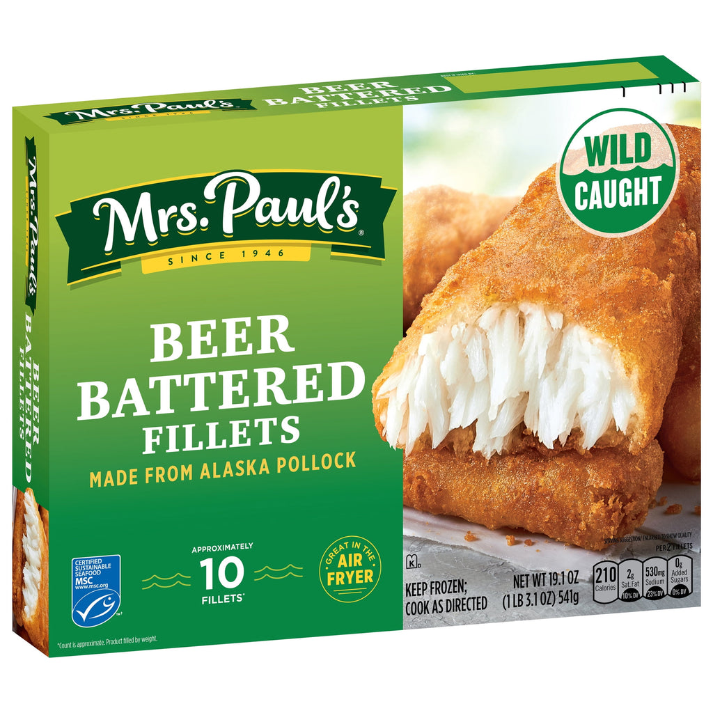 Mrs. Paul's Crispy Beer Battered Wild-Caught Fish Fillets Frozen 10 Count 19.45 Oz