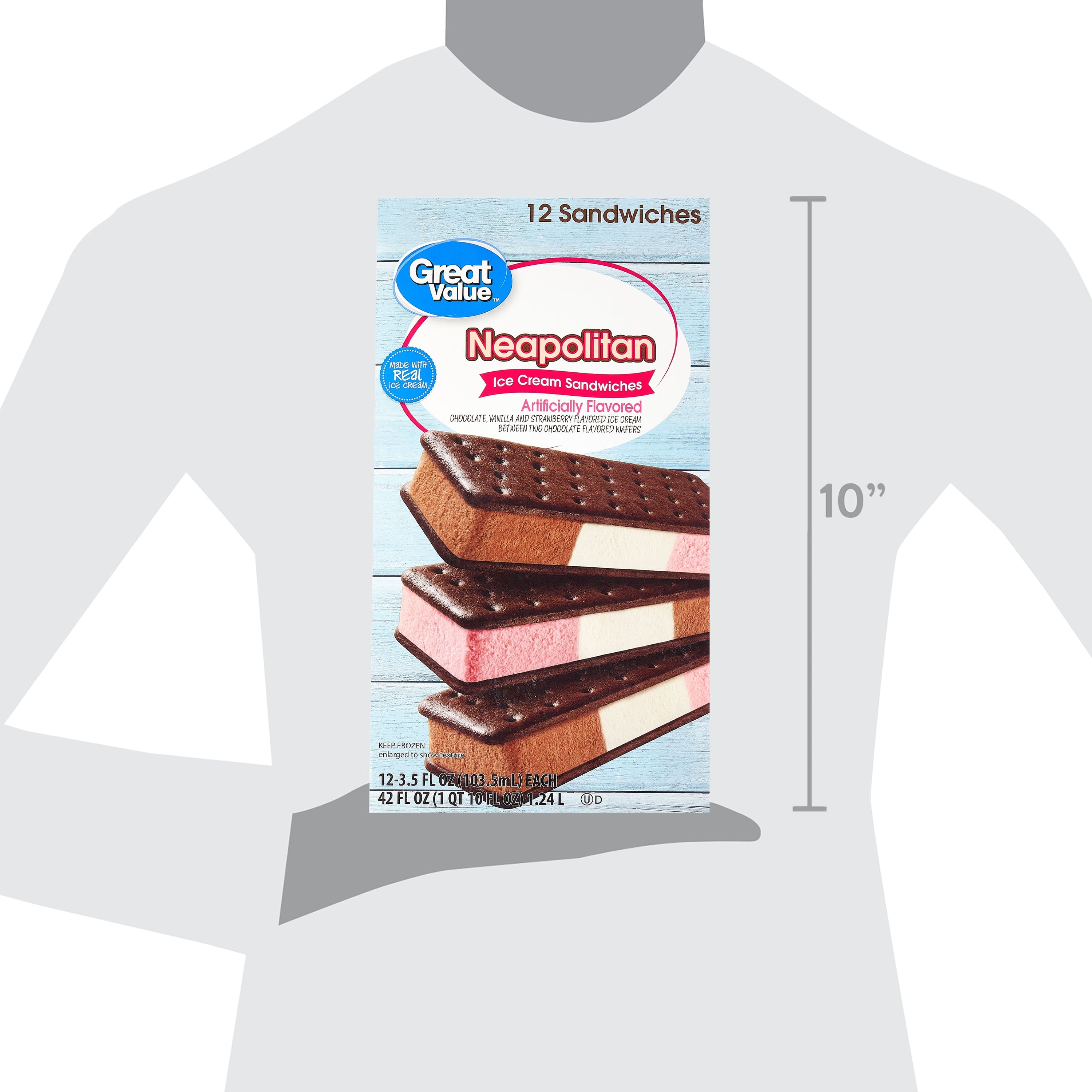 Great Value Neapolitan Ice Cream Sandwiches 12 Count 42 Fl Oz