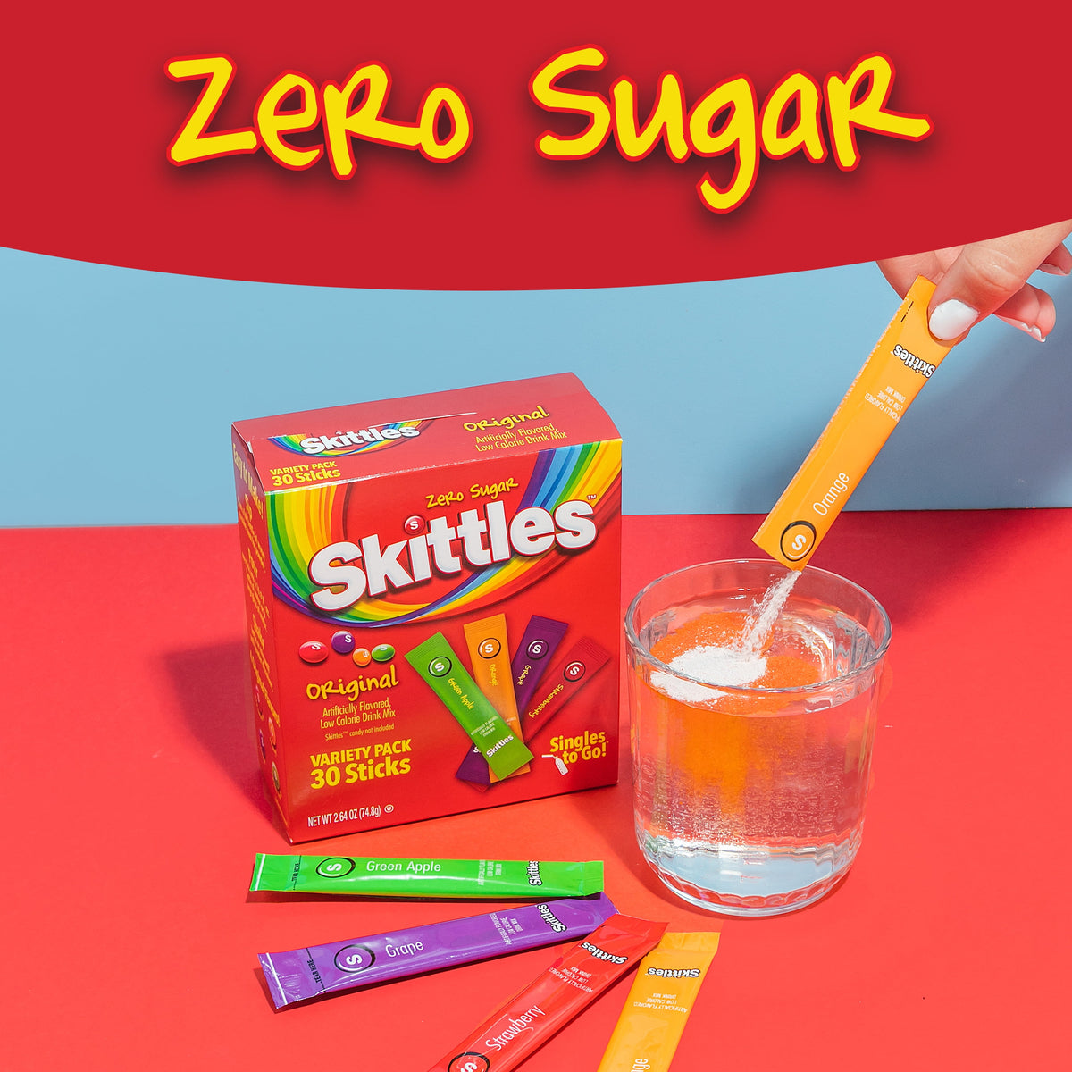 Skittles Zero Sugar Variety Pack Singles-to-Go Powdered Drink Mix 30 Count