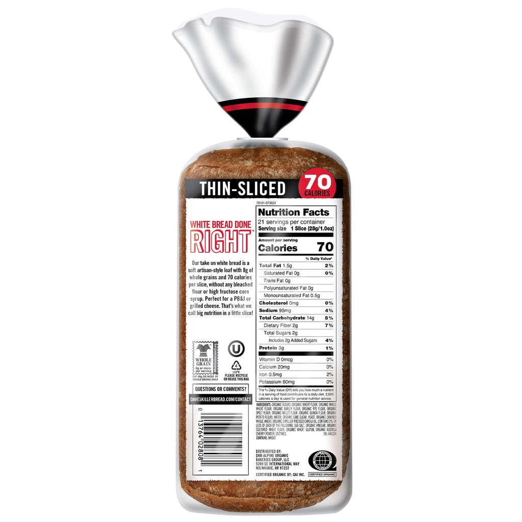 White Bread Done Right Thin Sliced 20.5 Oz 21 Count