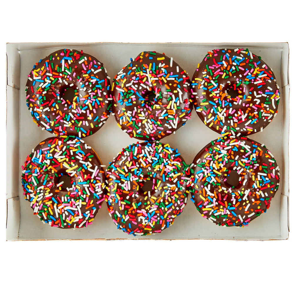 Chocolate Iced Donuts with Sprinkles 19 Oz 6 Count Freshness Guaranteed