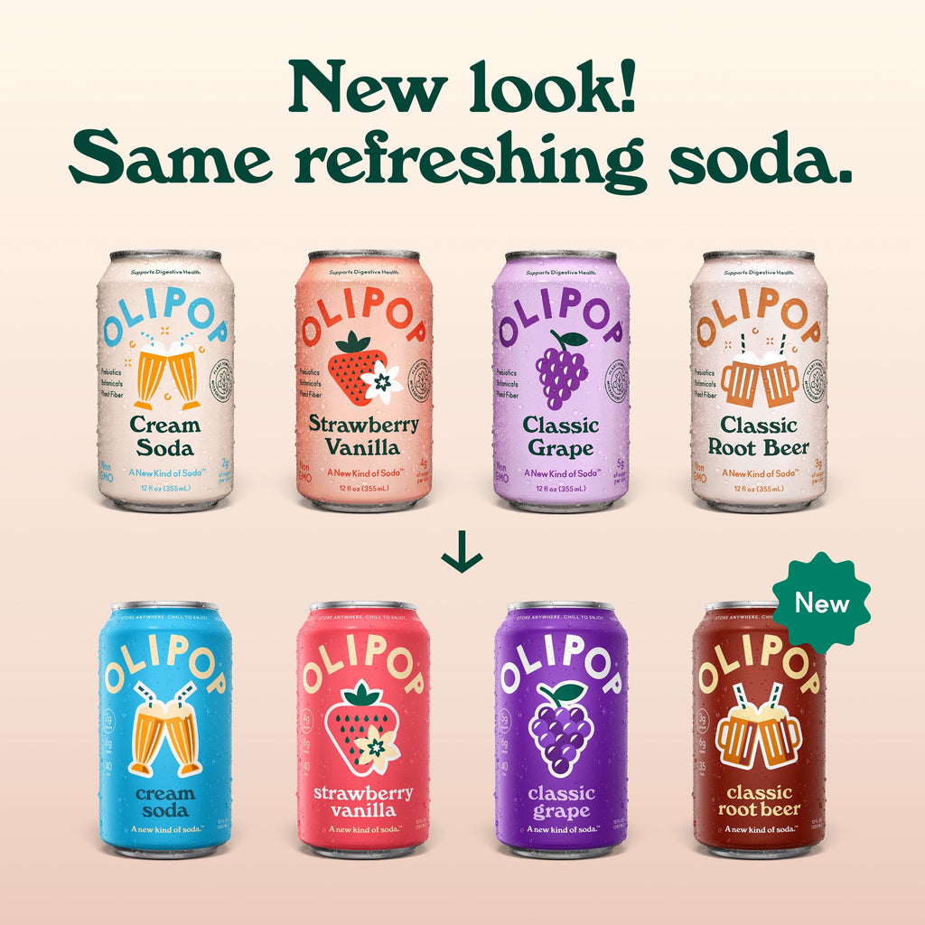 OLIPOP 6g Fiber Prebiotic Soda Variety Pack Cans 12 Fl Oz 8 Pack