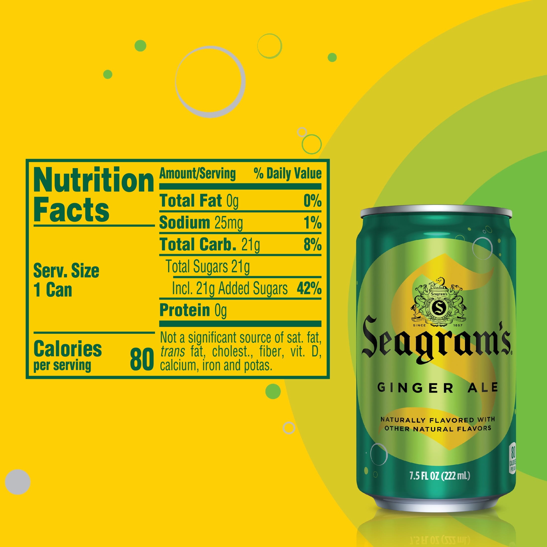 Seagram's Ginger Ale Soda Pop Mini Cans 7.5 Fl Oz 10 Pack