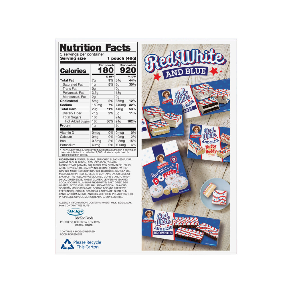 Red White and Blue Buttery Vanilla Mini Muffins 8.44 Oz 5 Pouches Little Debbie