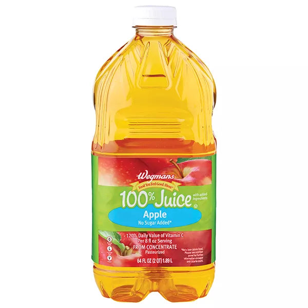 Wegmans 100% Juice, Apple, No Sugar Added 64 fl. oz.