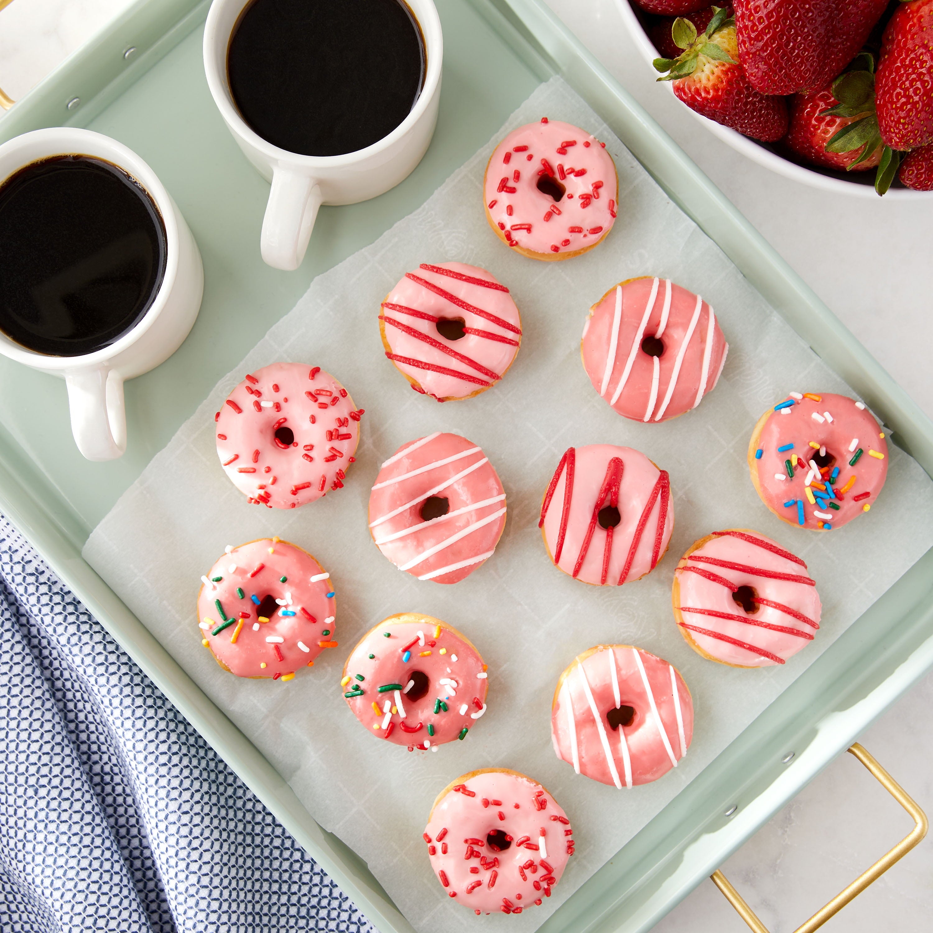 Strawberry Iced Mini Donuts 8 Oz 12 Count Freshness Guaranteed