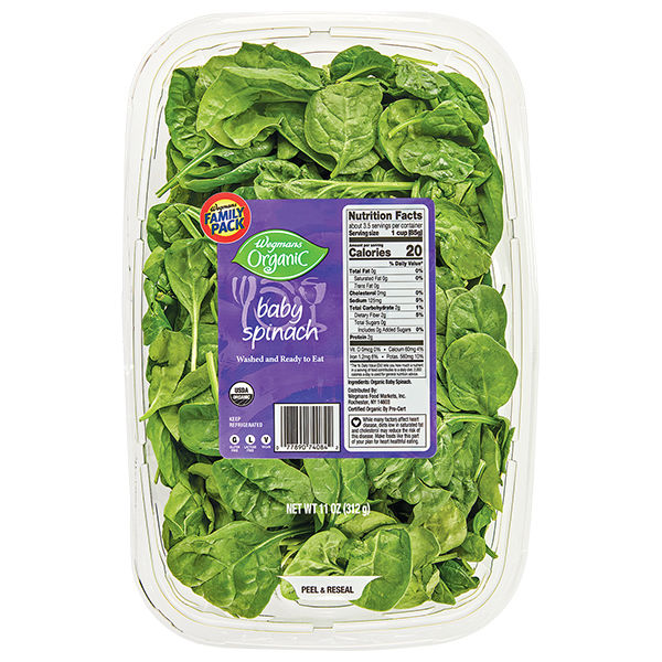 Wegmans Organic Baby Spinach Family Pack 11 Oz