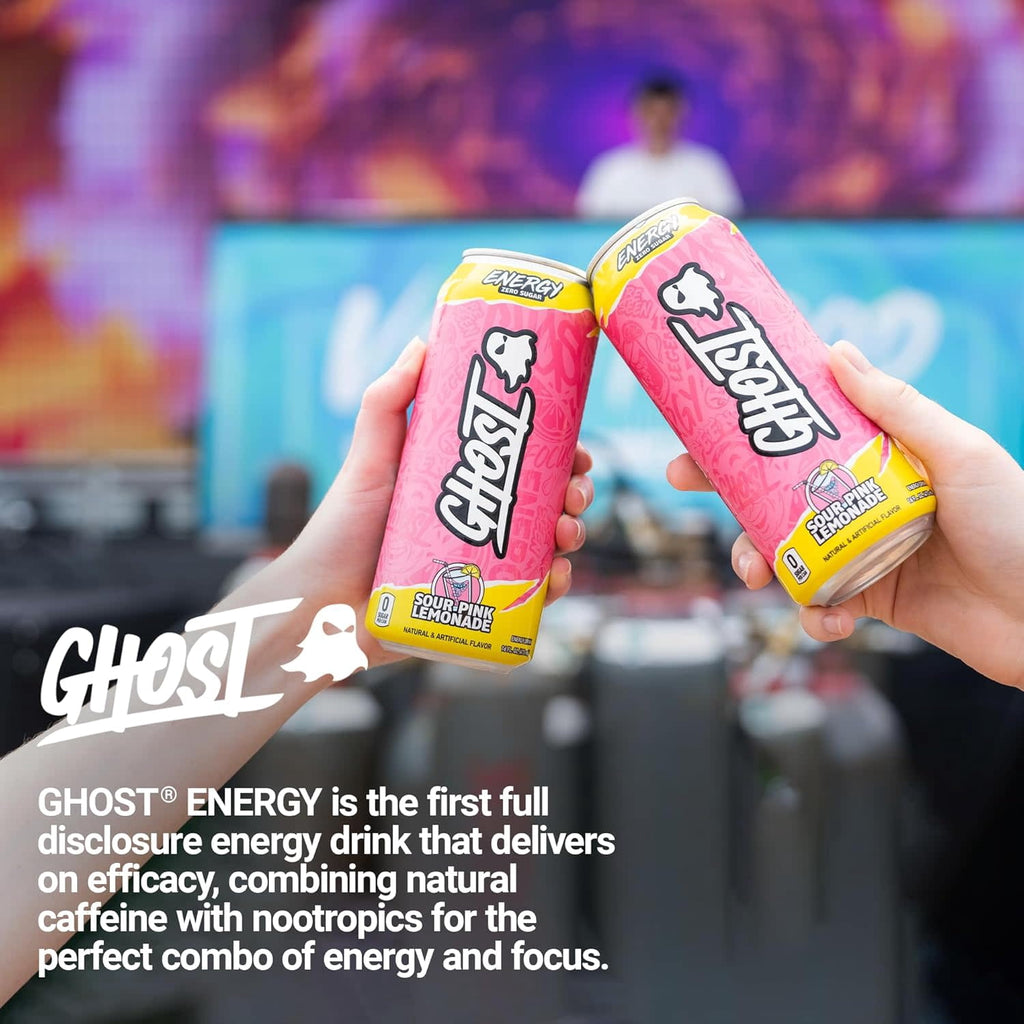 GHOST Energy Sour Pink Lemonade Sugar Free Energy Drink 16 fl oz Single Can