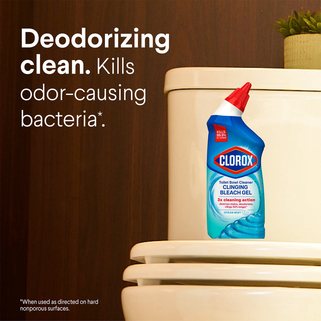 Clorox Toilet Bowl Cleaner Clinging Bleach Gel Ocean Mist 24 fl oz