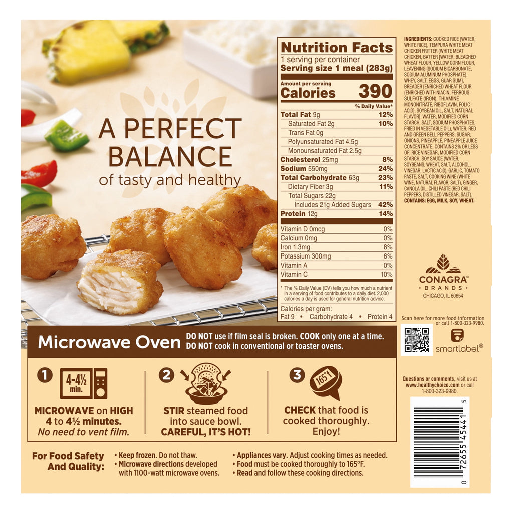 Healthy Choice Cafe Steamers Sweet & Sour Chicken Frozen Meal 10 Oz