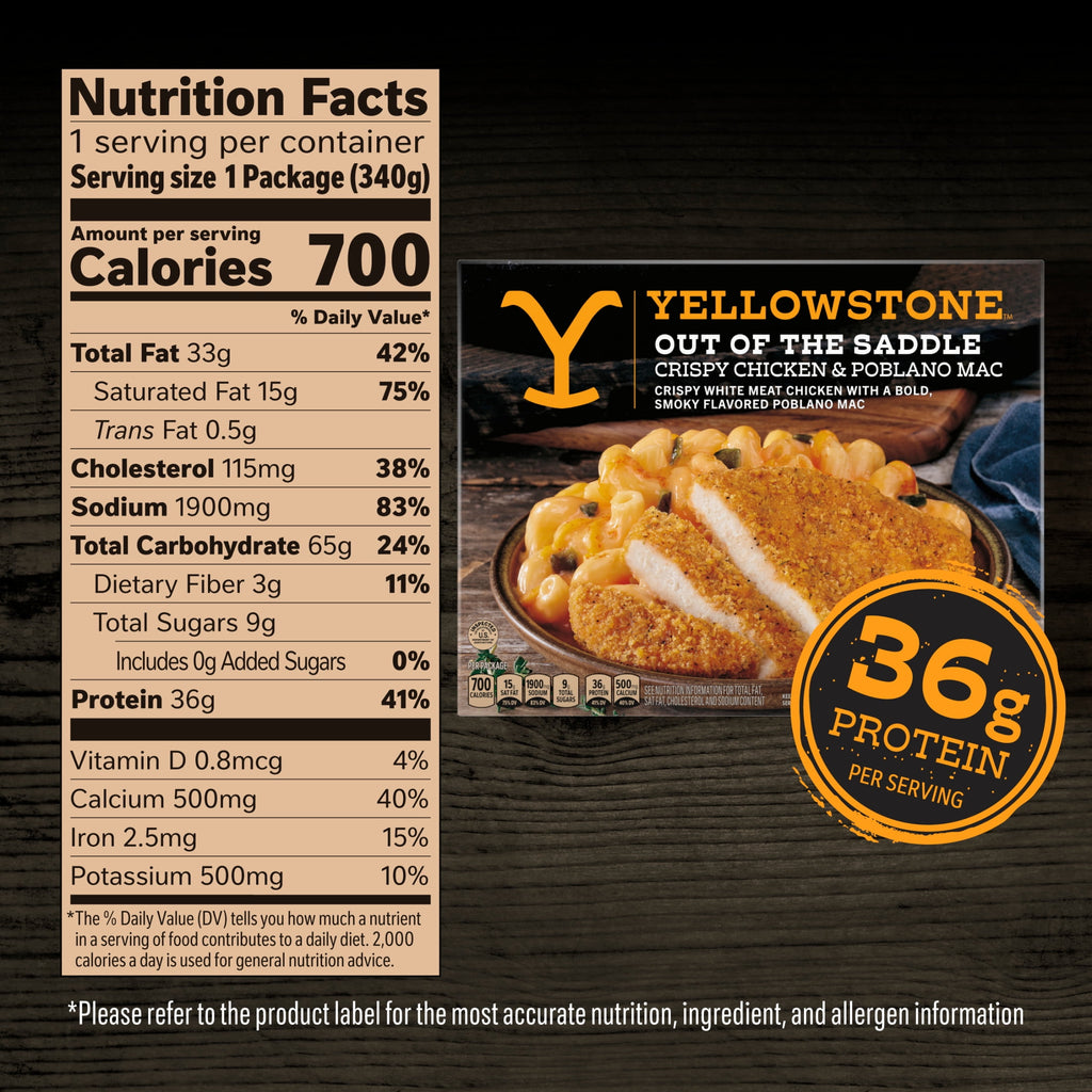 Yellowstone Crispy Chicken and Poblano Mac and Cheese Frozen Meal 12 Oz