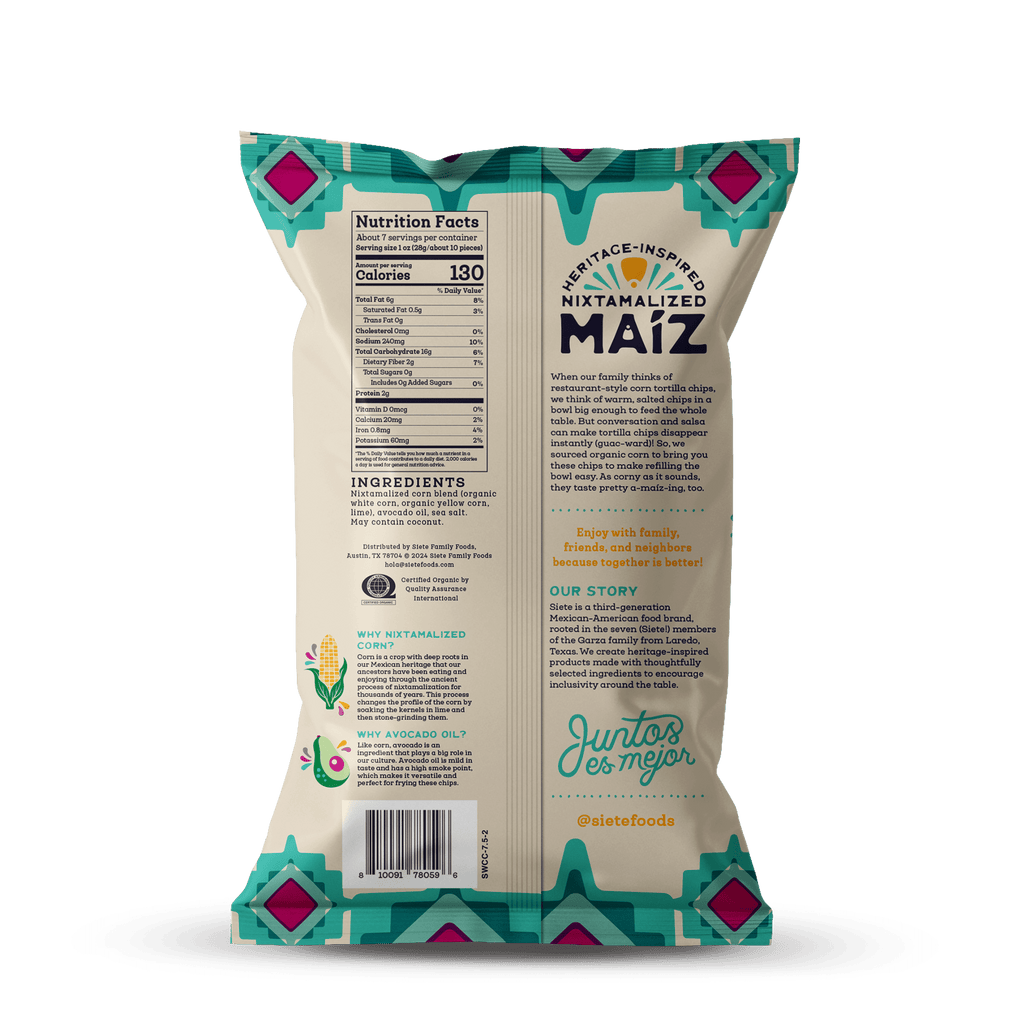 Sea Salt Maiz Tortilla Chips 7.5 Oz Siete Foods