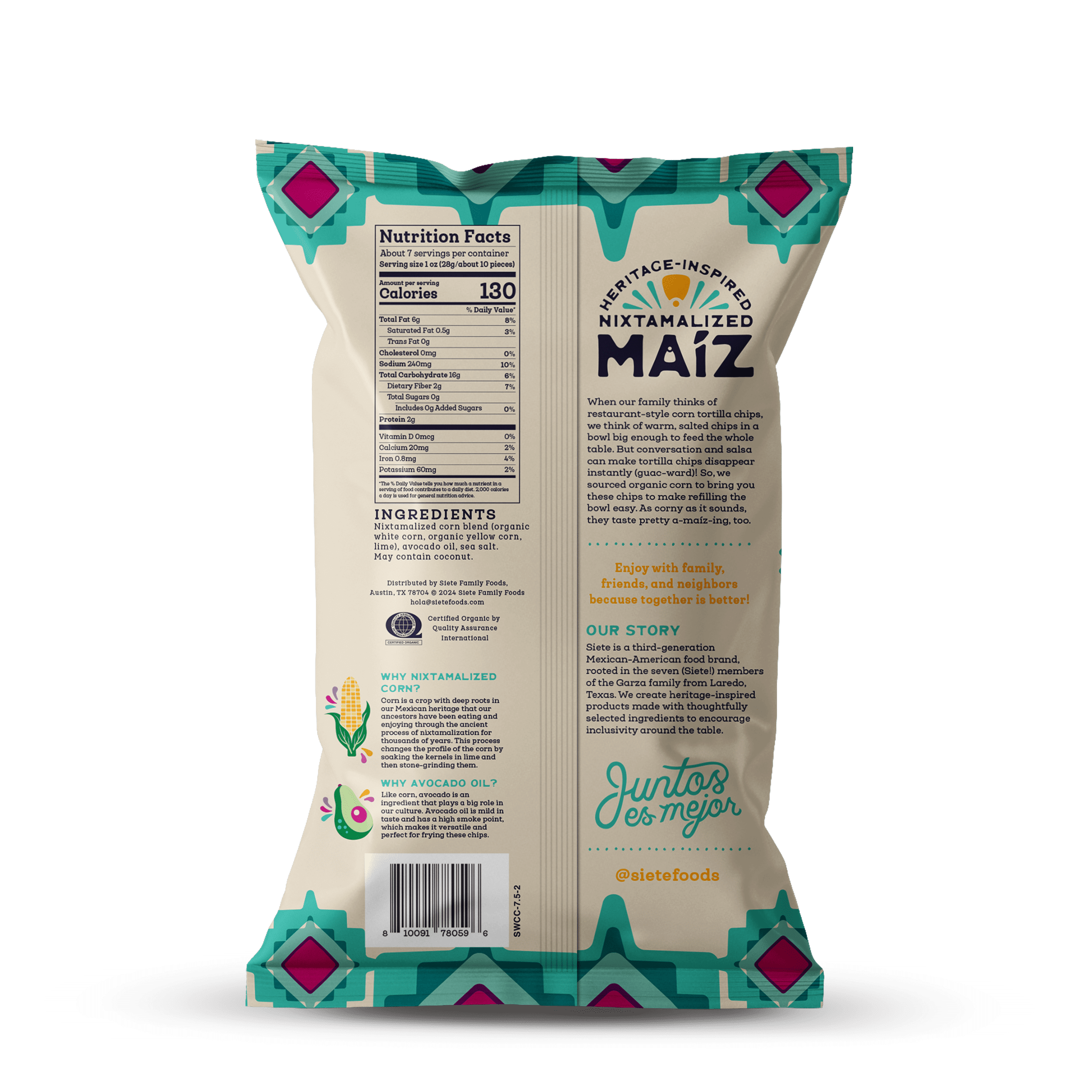 Sea Salt Maiz Tortilla Chips 7.5 Oz Siete Foods