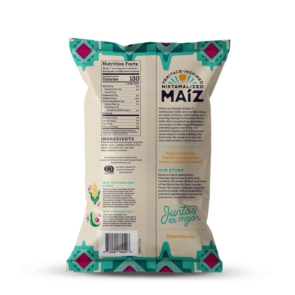 Sea Salt Maiz Tortilla Chips 7.5 Oz Siete Foods