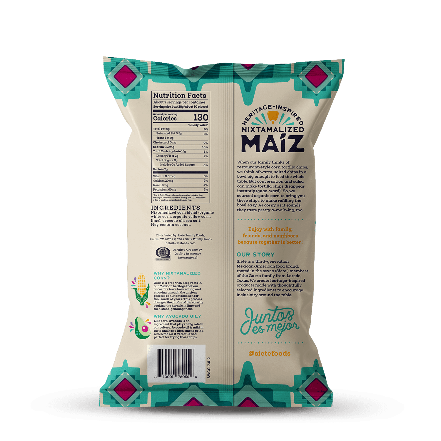 Sea Salt Maiz Tortilla Chips 7.5 Oz Siete Foods