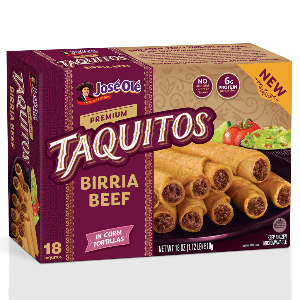 José Olé Birria Beef Taquitos Frozen Mexican Snacks 18 Oz
