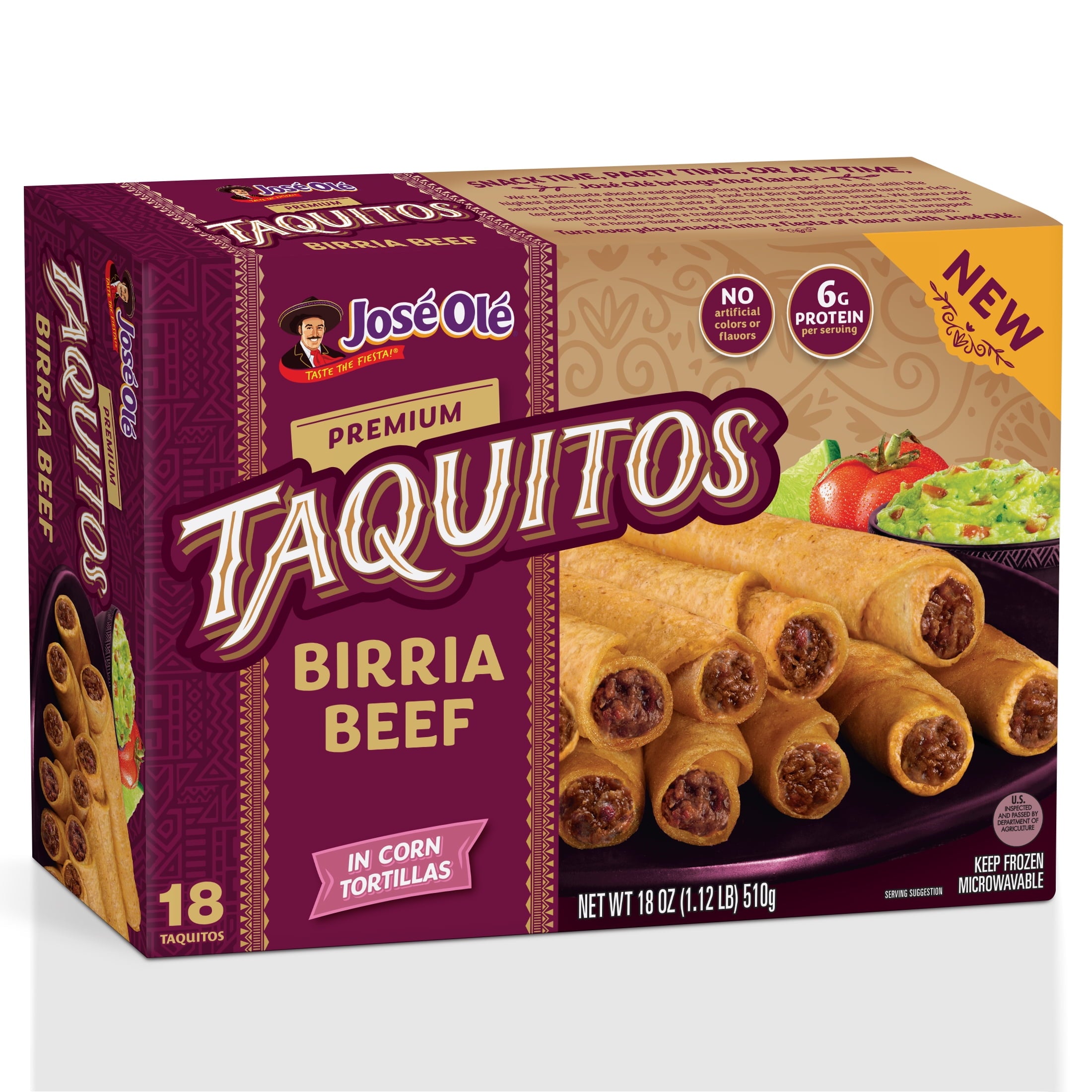 José Olé Birria Beef Taquitos Frozen Mexican Snacks 18 Oz