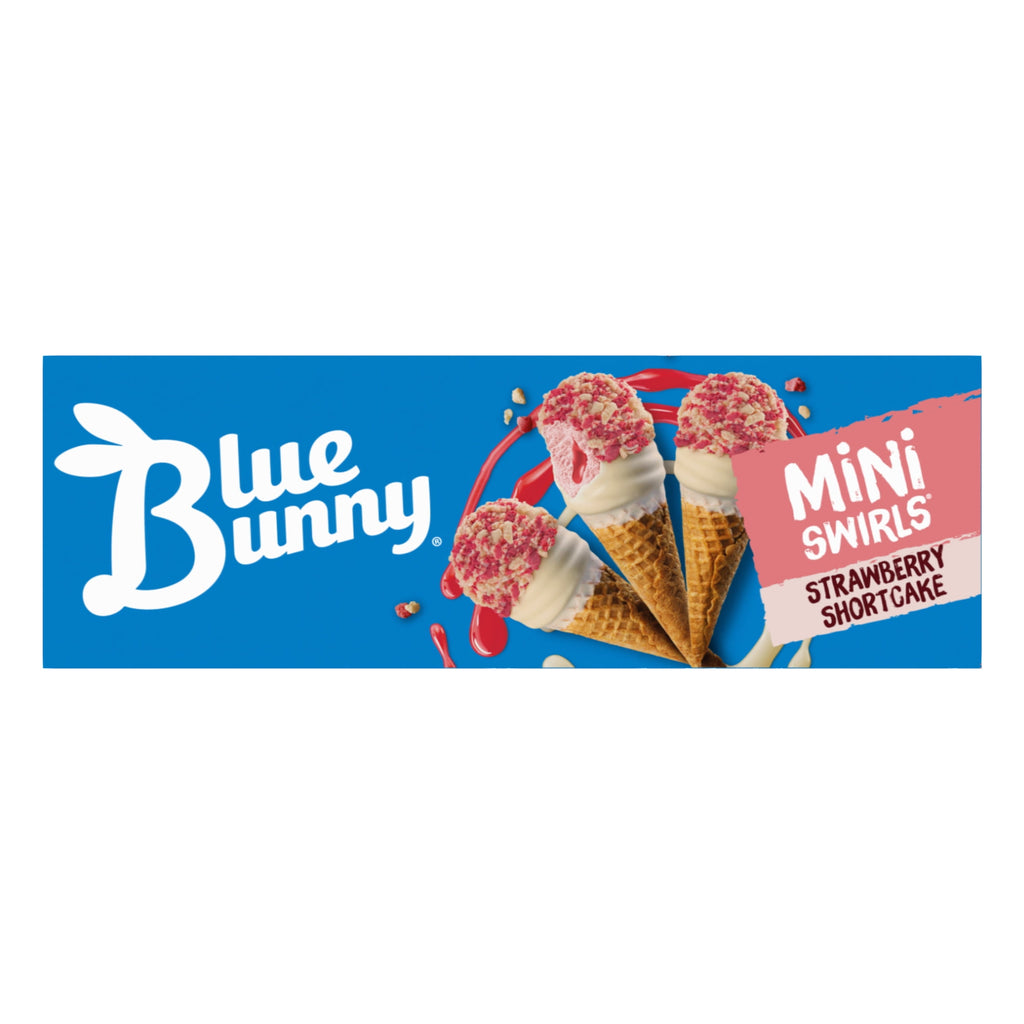 Blue Bunny Mini Swirls Strawberry Shortcake Cones 8 Count 18.4 Fl Oz
