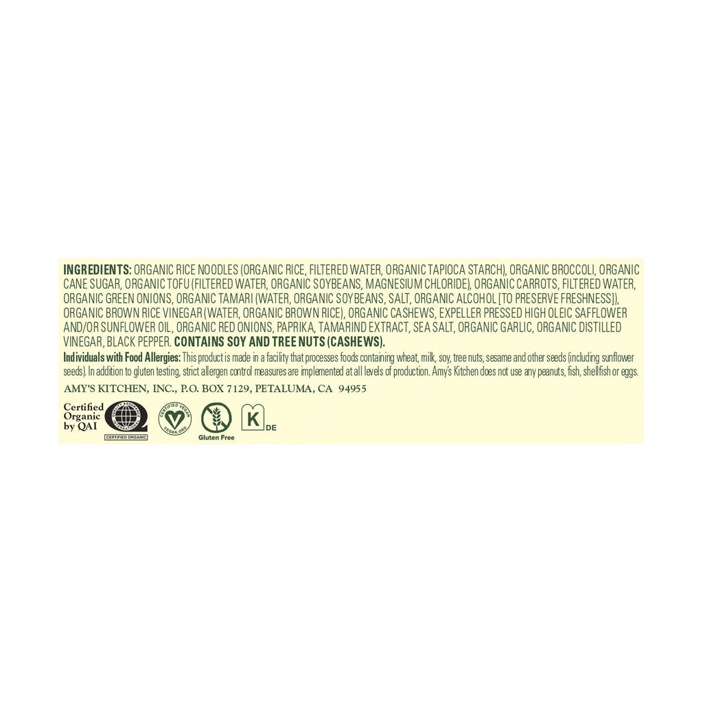 Amy's Kitchen Pad Thai Frozen Meal 9.5 Oz