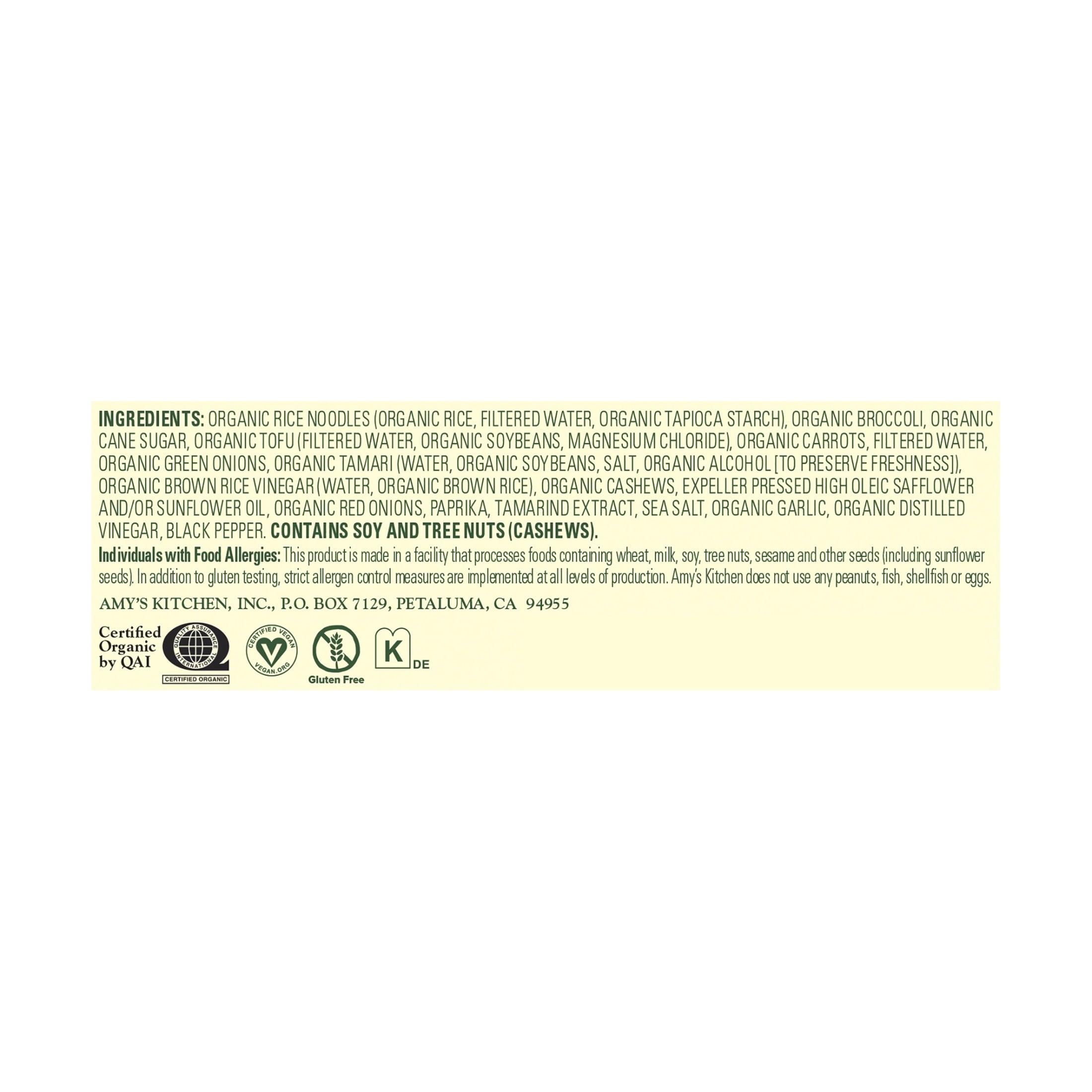 Amy's Kitchen Pad Thai Frozen Meal 9.5 Oz