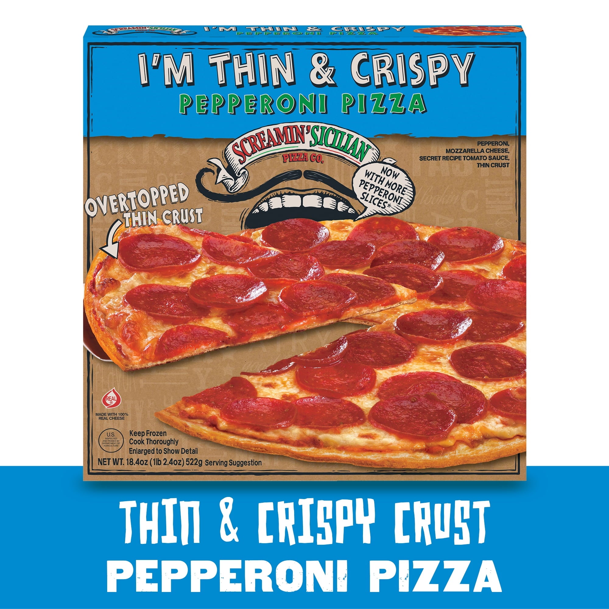 Screamin' Sicilian Thin Crust Pepperoni Frozen Pizza 18.4 Oz