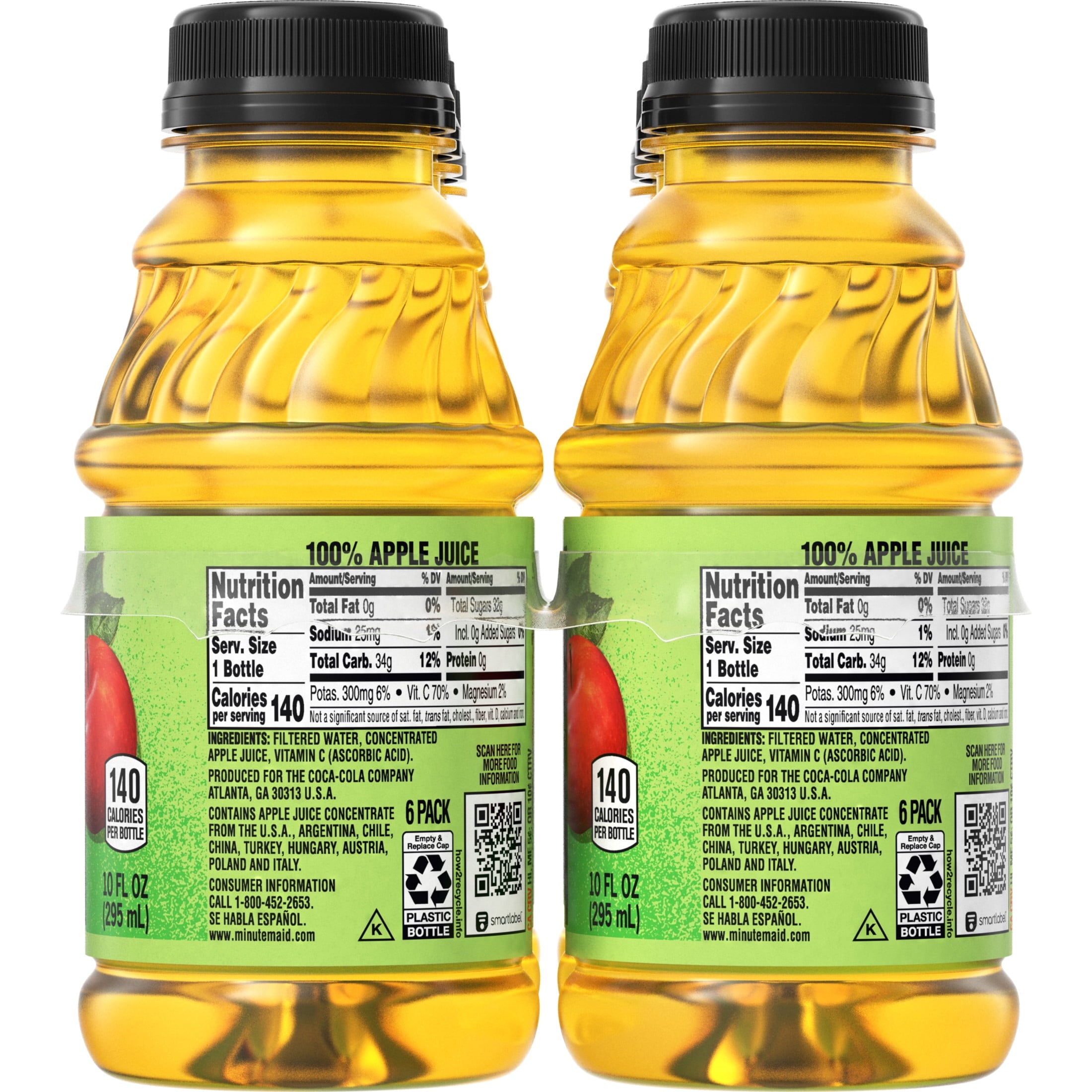 Minute Maid 100% Apple Juice Pulp-Free 10 fl oz 6 Pack