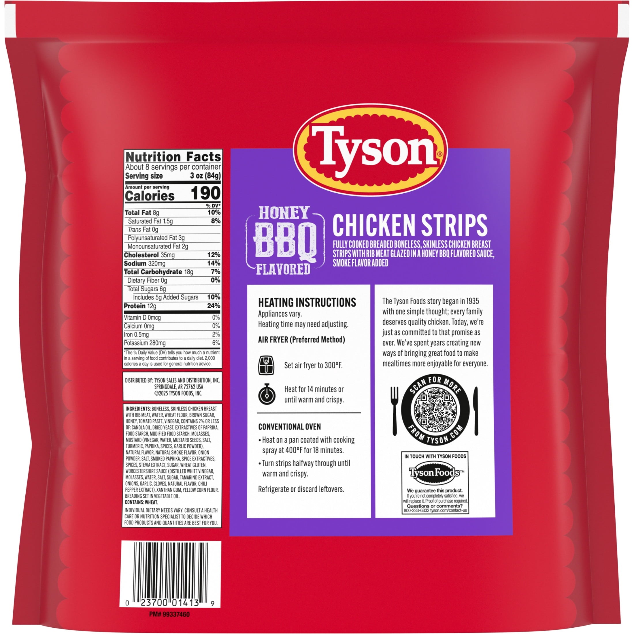 Tyson Honey BBQ Flavored Chicken Strips Frozen 25 Oz